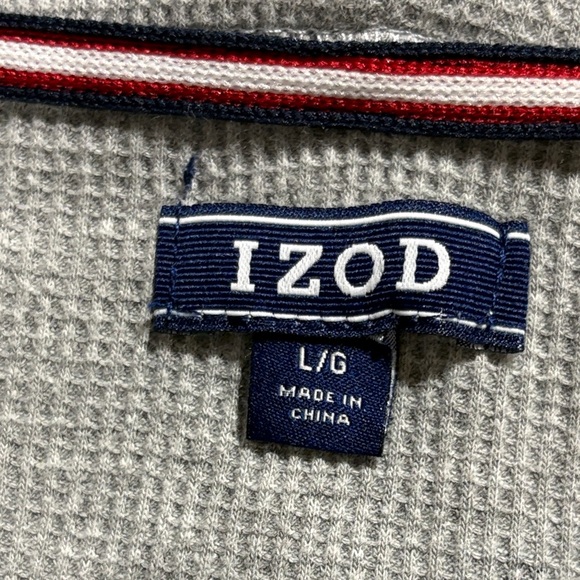 Izod Gray and Black Polka Dot Zip up Mock Cowl Neck Sweater - Picture 6 of 10